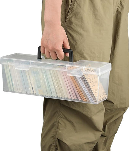 Kokone Plastic Clear Seed Storage Organizer Box with Handle, Portable Seed Bin with Lock, Transparent Seed Saving Box with Lid, Seed Container Seed Packet Storage Organizer