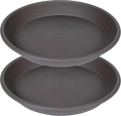 2 Pack of 22 inch Plant Saucer, Large Plant Tray, Heavy Sturdy Plant Drainage Tray for Indoors, Bird Bath Bowls, Sturdy Plastic Pot Tray for Planter 20 21"(Brown)