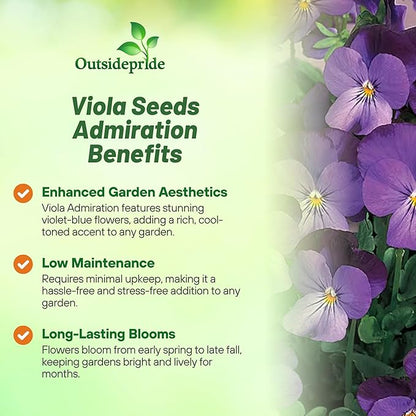 Outsidepride Admiration Viola Pansy Seeds for Planting - 2000 Pcs. Perennial, Cold-Hardy & Pollinator Friendly Flowers with Fragrant Blooms for Garden Beds, Borders & Container Displays