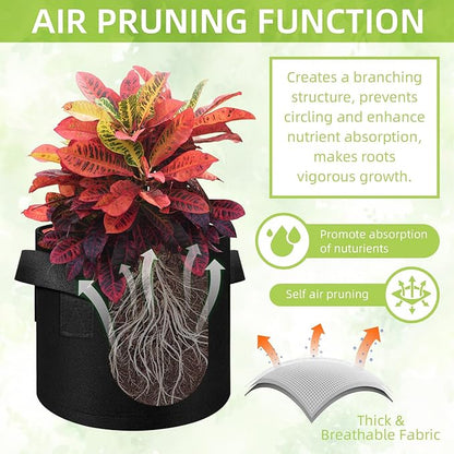 40-Pack 10 Gallon Grow Bag, Non-Woven Fabric Pots Plant Bags, Plant Grow Bags with Handles, Garden Planting Bag for Potatoes, Carrots, Tomatoes and Other Vegetable,Fruits