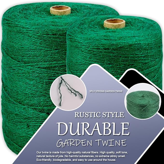 PerkHomy Garden Twine Strong Natural Jute 1,800 Feet Long Green Twine for Gardening Tomato Climbing Plant Tie Floristry Crafts Gift Wrapping Packing Decor (Green 2mm * 1800feet)
