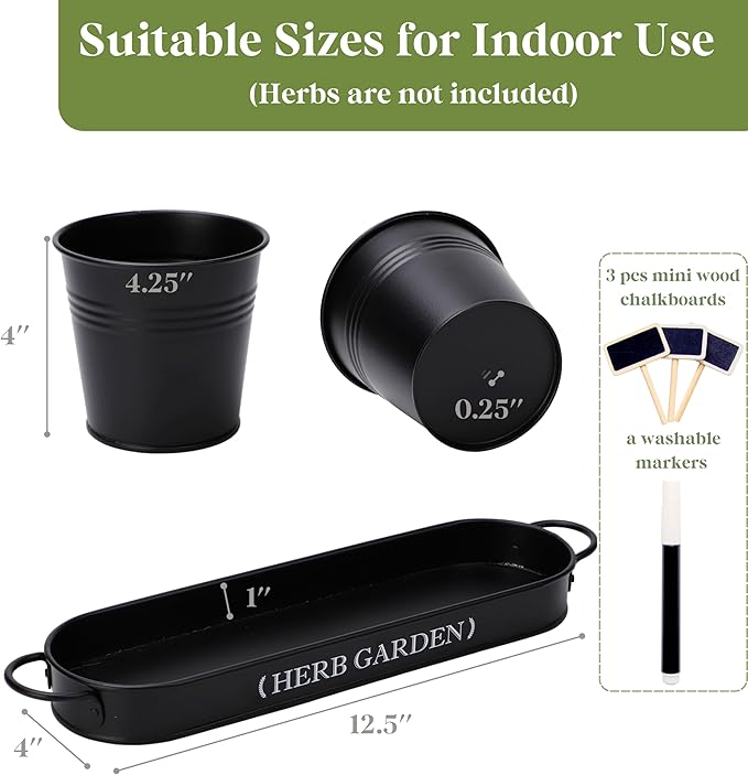 PERFNIQUE Indoor Herb Garden, Herb Planter for Indoor/Outdoor, Farmhouse Plant Pots, Windowsill Herb Garden with Tray(Planter only) Window Pots