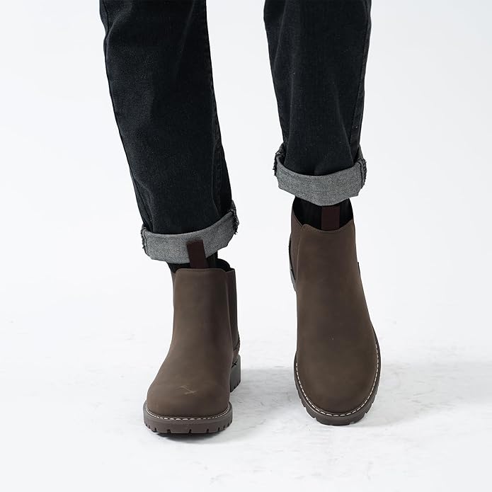 CGRRBW Mens Slip On Chelsea Boots, Work Hiking Ankle Booties For Men Comfortable and Lightweight