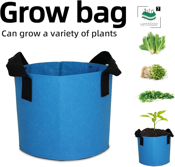 Grow Bags,Growing Pot Bags Garden Grow Bag Indoor Outdoor Fabric Aeration Plant Pot Container Flower Vegetable Pouch (Sky Blue,7 Gallon)