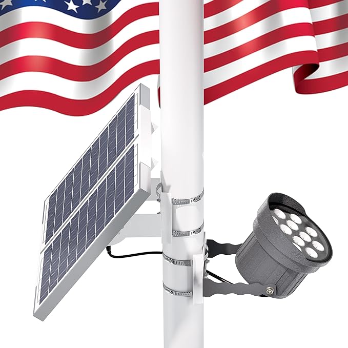 Ofuray Solar Flag Pole Light - Upgrade Big Solar Light for Outdoor Flagpole, Dusk to Dawn with Remote Control, Fits 0.5"-4'' Diameter