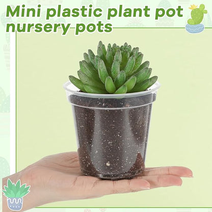 Yaomiao 30 Pcs 5 Inch Clear Mini Plastic Plant Pot Nursery Seedling Pots Seed Starter with Drainage Holes for Indoor Outdoor Garden Succulent Plants Cuttings Transplanting