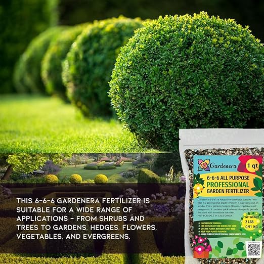 Gardenera 6-6-6 All Purpose Professional Garden Fertilizer - Fuel Robust Growth in Shrubs, Trees, Gardens, and Flowers - 3 QUARTS