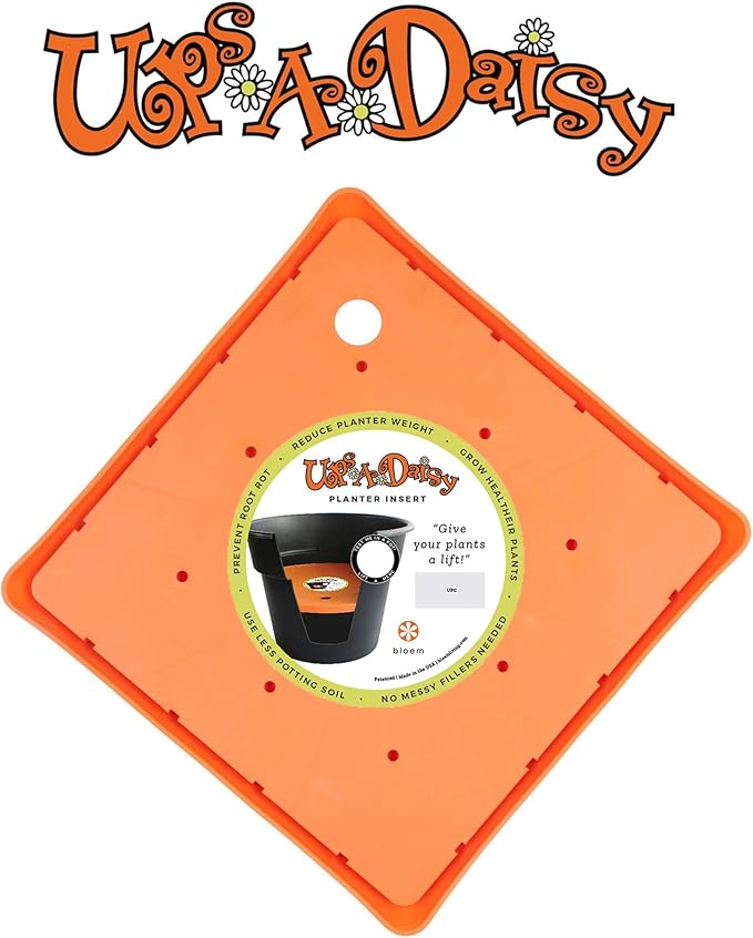 Bloem Ups-A-Daisy Square Planter Insert: 10.75" Wide x 0.75" Thick - Durable Resin Disk, Drainage Holes, Reusable Soil-Saving Planter Insert for Indoor & Outdoor Use