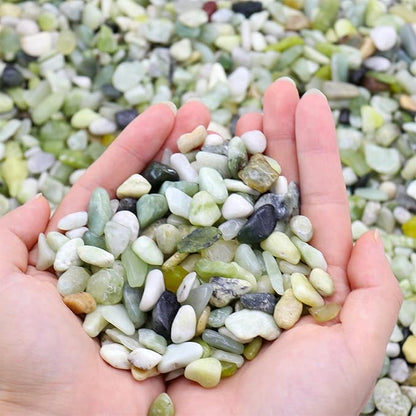 Rocks for Plants. Green Jade Decorative Polished Pebbles. 3/8 Inch – 10 lbs for Plants, Garden, Landscaping, Crafting, Succulents, pots (XSM (0.375 Inch), Green Jade - Polished, 10)