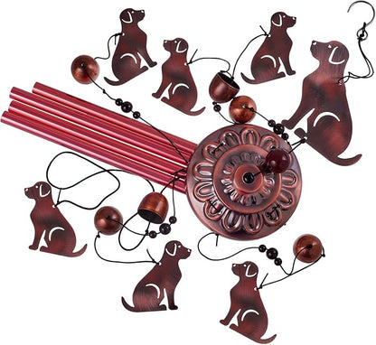 Dog Wind Chimes Outdoor/Indoor Decor -with Hook 6 Bells 7 Dogs Windchime, Memorial Wind Bell, Romantic Wind Catcher, Blessing Windchimes for Home, Mom Gifts, Balcony, Yard, Festival Garden Decoration