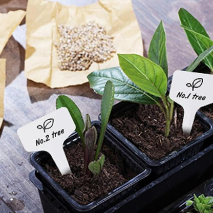 KINGLAKE GARDEN Plant Labels,100PCS 4 Inch Plant Name Tags,T-Type Garden Markers,Nursery Plastic Tags for Outdoor Garden Waterproof,Plant Label Stakes with Permanent Marking Pen