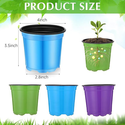 Havawish 150 Pcs 4 Inch Plastic Nursery Pots Seedling Starting Pots with Drainage Holes Thicken Flower Planters Seed Starting Indoor Outdoor for Seedling Cutting Transplanting(Multicolor)