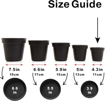 Mintra Home Garden Pots 4pk - Flowers, Herbs, Plants, Indoor, Outdoor, Colorful, Wholesale, Bulk (Burgundy, 11cm Diameter (4.3in))