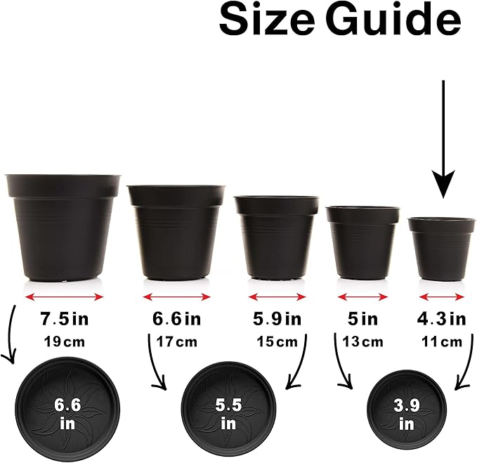 Mintra Home Garden Pots 4pk - Flowers, Herbs, Plants, Indoor, Outdoor, Colorful, Wholesale, Bulk (Red, 11cm Diameter (4.3in))