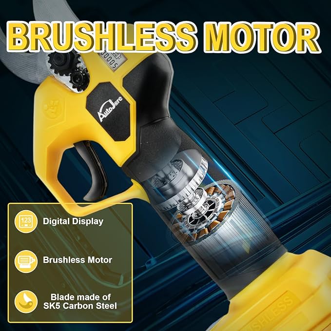 Electric Pruning Shears Compatible with Dewalt 20V Battery Brushless Electric Shears with LCD Display 0.8-1.2 Inch Cutting Diameter for Gardening, Branch, Tree Trimming (NO Battery)