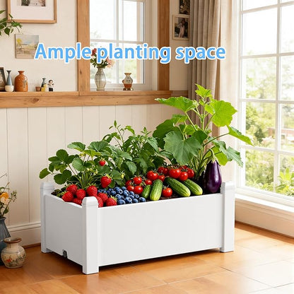 EasyUp Horticulture Garden Bed with Drainage Plug, Divisible Resin Planter Box for Backyard, Patio, Balcony, with 4 Legs(Ashen,30.04 * 17.72 * 12.6)