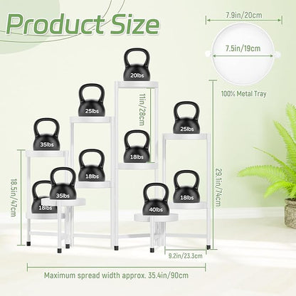 iDavosic.ly Plant Stand Indoor Outdoor, 10 Tier Corner Metal Flower Display Holder Shelf, Easy Assembly Folding Tall Orchid Rack for Patio Balcony Porch Garden Living Room House, White