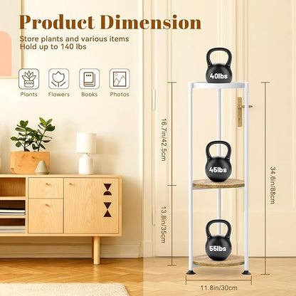 KMOTASUO 3 Tier White Plant Stand Indoor for Large Tall Heavy Duty Planter, Multiple Sturdy Metal Flower Corner Rack for Narrow House Floor, Iron Vertical Level Round Orchi Holder Organizer, Modern