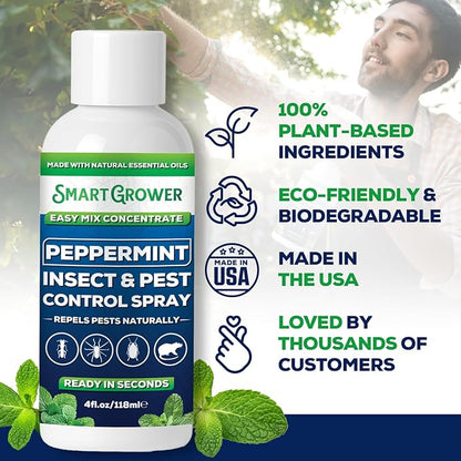 Peppermint Insect & Pest Control Best Value Concentrate - Repels Insects & Pests for Home, Indoor, Outdoor, Garden - Maximum Strength Concentrate (Makes Half Gallon RTU) 4 oz