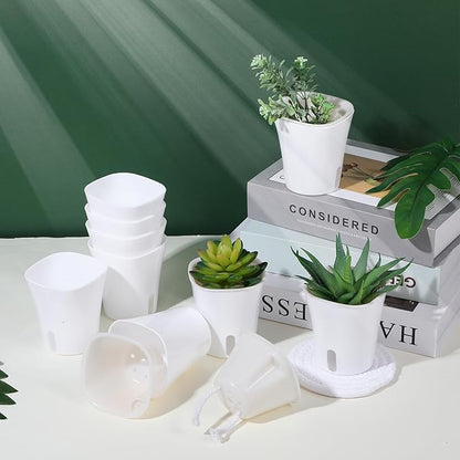 20 Pcs 3 Inch Self Watering Pots Self Watering Planters for Indoor Plants Plastic Self Watering Plant Pot Garden Flower Pots with Water Level Indicator Vents for Herbs ﻿