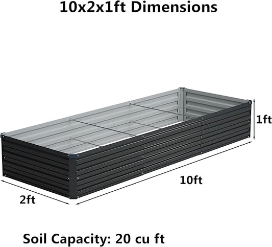 10x2x1 ft(2 Pack) Galvanized Raised Garden Bed,Outdoor Planter Box Metal Patio Kit Planting Bed for Vegetables Flowers and Succulents,Black
