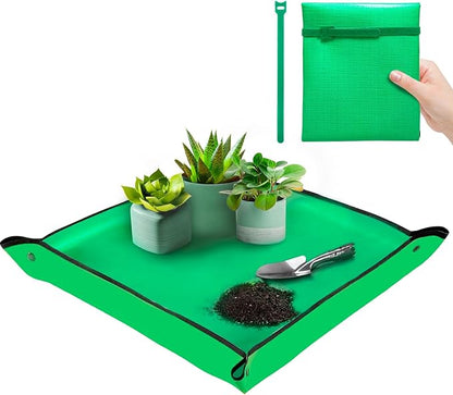 Plant Repotting Mat 26.8" X 26.8",Square Succulent Gardening Mat Waterproof Transplanting Mat Thickened Foldable Soil Change Mat and Potting Soil Mess Control Tidy Tray Repotting Mat