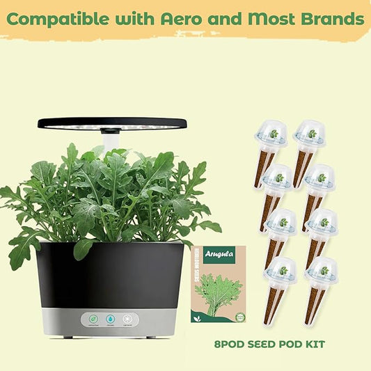 8-Pod Arugula Seed Pod Kit for Aerogarden, Includes Arugula Seeds - Universal Hydroponic Pods Indoor Gardening Supplies (8-Pod)
