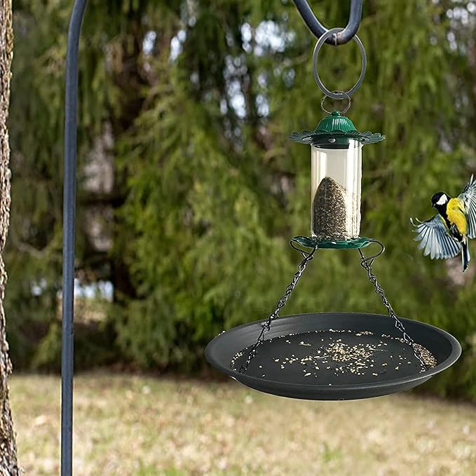 12.8" Platform Bird Feeder,Large Hanging Tray Squirrel Feeder,Wild Bird Seed Catcher Tray,Bird Viewing,for Attracting Birds Outdoors,Yard Garden,Backyard Decoration,Gift Ideas for Bird Lovers, Black