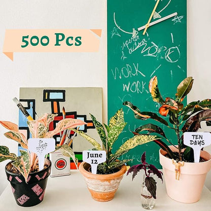 eZAKKA Plant Labels, 500 pcs Plastic Plant Tags T-Type Nursery Garden Labels Markers, 6x10cm / 2.4"x 4"