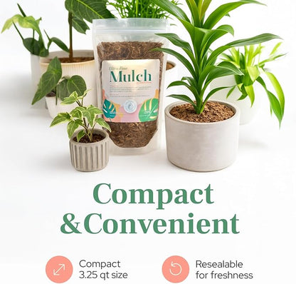 Urban Thumb and Co Ultra Fine Garden Plant Mulch - Top Cover for Indoor / Outdoor Potted House Plants - Compact Size,Potting Mix for Urban Plant Lovers- 3.25 Quarts