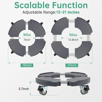 W B D WEIBIDA Round Dolly with Wheels Heavy Duty, Adjustable Pot Dolly 16-20 Inch, Large Plant Mover Indoor Outdoor, Muti Functional Rolling Dolly for Trash Can, Keg, Drum, Barrel