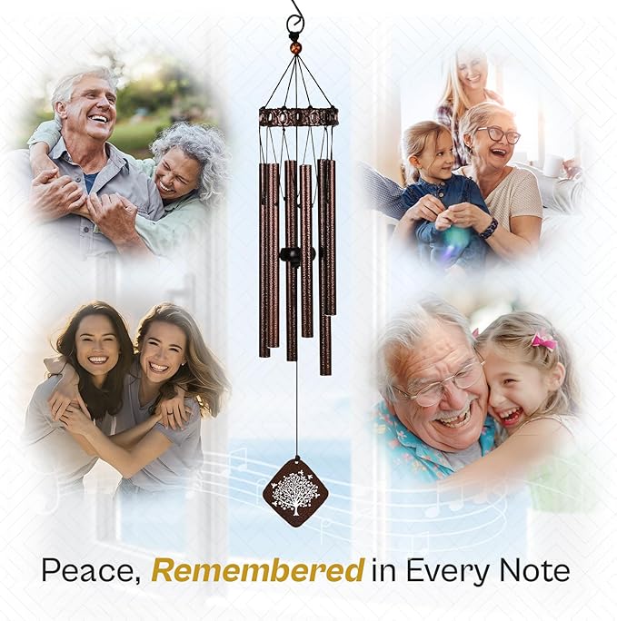 Memorial Wind Chimes I Tree of Life Wind Chime I Windchimes in Memory of a Loved One I Bereavement Gift for Loss of Father, Mother, Wife, Husband I Condolence Remembrance Gift I 29" Bronze