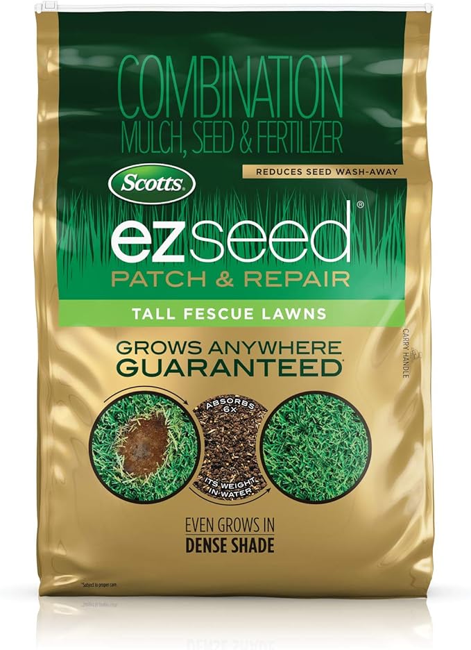 Scotts EZ Seed Patch & Repair Tall Fescue Lawns Combination Mulch, Grass Seed and Fertilizer for Bare Spots and Repair, Grows Anywhere, 40 lb.