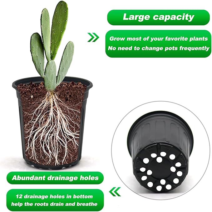 100-Pack 1 Gallon Nursery Pots, Thickened Pots for Plants with Drainage Holes, Large Plastic Flower Pots for Seedlings, Succulents, Transplanting, Come with 100pcs Plant Labels