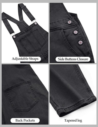 Vetinee Womens Classic Adjustable Straps Pockets Denim Bib Overalls Jeans Pants