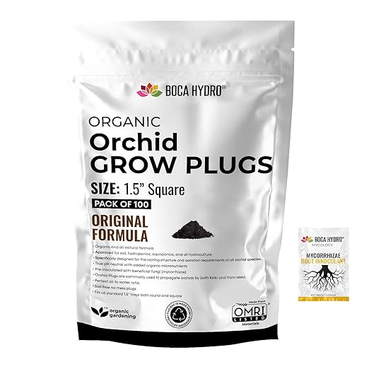 Organic Orchid Grow Plugs 1.5" Original Formula + Boca Hydro Mycorrhizae Packet (100 Pack)