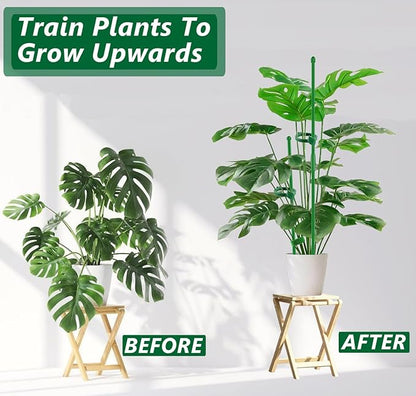 Plant Stakes for Indoor Plants,Toylin 15 Inch Plant Support Stick Orchid Stakes with Spikes and Clips, Plant Poles Extended to 3/4/5ft for Monstera Tomato Orchid Potted Plants Flower (20PCS Green)