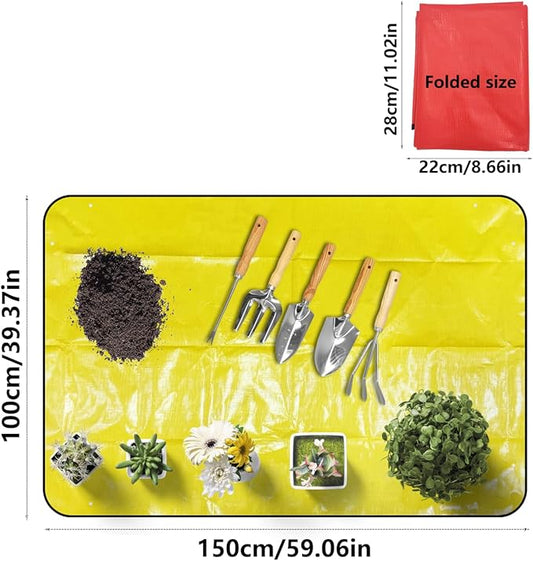 Extra Thick Waterproof Transplanting Mat for Gardening - 39.5x31.5 Inch Large Potting Tray for Plant Transplanting and Mess Control | Portable Succulent & Plant Repotting Mat