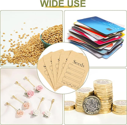 Joyberg 156 PCS Seed Envelopes 3.15”x 4.72”, Seed Packets Envelopes Kraft Seeds Saving Envelope, Self Sealing Seeds Storage Mini Envelope for Flower Vegetable