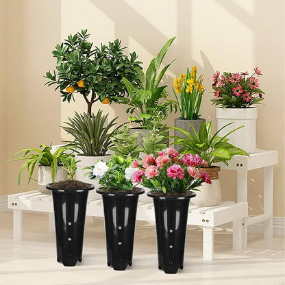 tchrules 15pcs Plastic Deep Plant Nursery Pots,8.66”Tall Tree Pots,Black Deep Seedling Container Pots with Drainage Holes for Indoor Outdoor Gardening (5.3" Wx8.66 H)