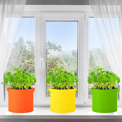 24 Pcs Multicolor Plant Grow Bags Large Grow Bags Fabric Planter Thickened Non Woven Fabric Pots with Handles for Indoor Outdoor Garden Planting Seeds Flower, 6 Colors (7 Gallon)