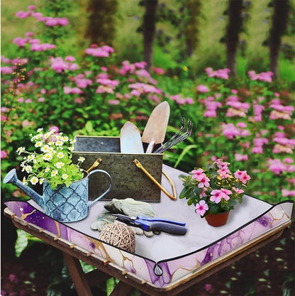 Repotting Mat for Indoor Plant 26"x26" Marble Soil Change Mat Waterproof Planting Tray Foldable Succulent Potting Mat Gardening Gifts for Women Men Plant Lovers