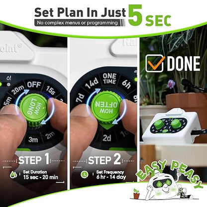 RAINPOINT Beginner-Friendly Automatic Plant Waterer Indoor for Pot Plant Adjustable Water Output,Battery Powered Outdoor IP54 Waterproof Easy-Setup Drip Irrigation System Device Kit Water 10-15 Plants