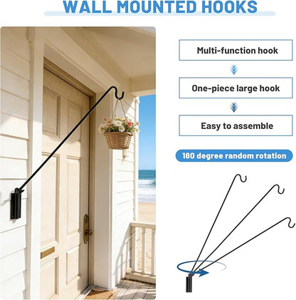 ERYTLLY 2 Packs Heavy Duty Deck Hook Wall Mounted, Extensible and Adjustable Deck Hook for Hanging Bird Feeder, Plants, Suet Baskets,Wind Chimes,Lanterns and More