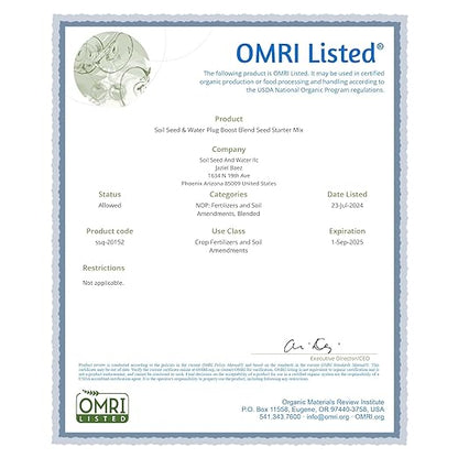 Soil Seed & Water PlugBoost Organic Seed Starter Soil Mix – OMRI Listed Soil for Seeds, Seedlings & Cuttings as a Seed Starter Mix
