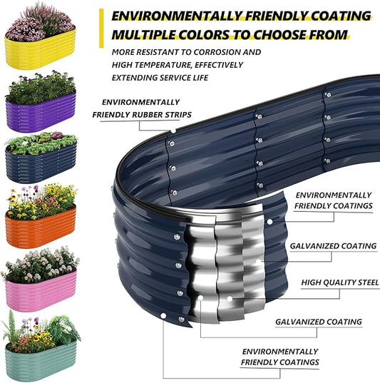 Galvanized Metal Planter Raised Garden Bed Kit for Gardening Outdoor，6x3x2ft Planter Grow Garden Box Raised Flower Bed，Long Vegetable Clearance Herb Raised Garden Beds For Container Gardening