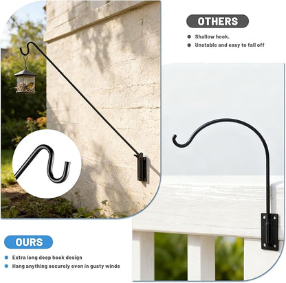 ERYTLLY Extended Reach Deck Hook Wall Pole Wall Mounted, Extensible and Adjustable 28 inch to 43 inch Bracket for Hanging Bird Feeder,Plants,Wind Chimes,Lanterns