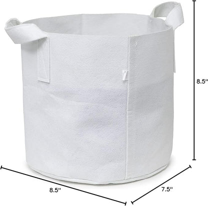 247Garden 5-Pack 2-Gallon Aeration Fabric Pot/Plant Grow Bag w/Handles (260 GSM, White, 7.5H x 8.5D)