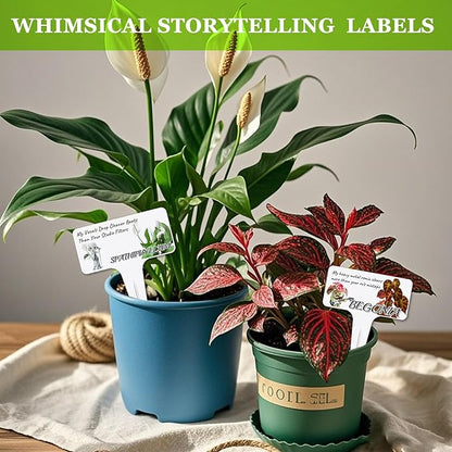 Whimsical Air Purifying Plant Character Garden Markers-17Pcs Garden Labels for Indoor House,Durable Waterproof Signs for Snake Plant,Housewarming Gift,New Home House Gift