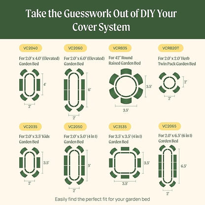 Vego garden Cover System for 2.0' x 2.0' (Round) Herb Garden Bed Twin Pack(Garden Bed not Included)